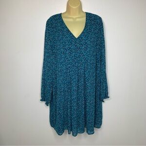 Time and Tru Long Sleeve Dress XL 16-18 Blue Floral